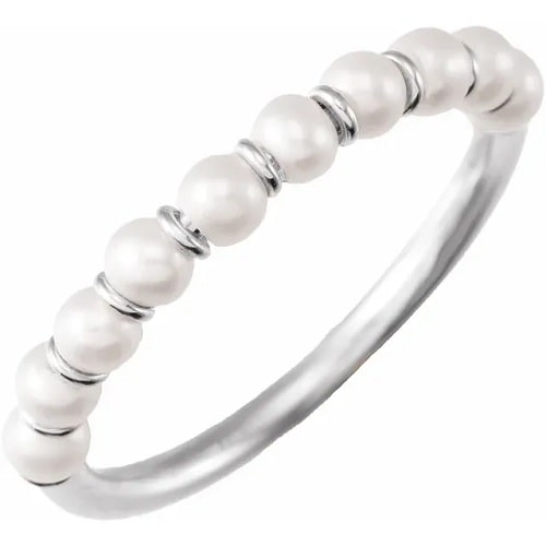 3mm Birthstone Fresh Pearl Ring Available in 9k,14k,18k,Platinum And Silver