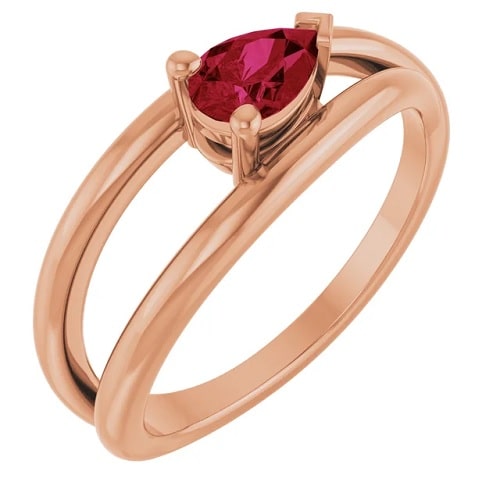 0.5 Ct Natural Ruby Pear Cut Dandra  Diamond Rings in Silver 925
