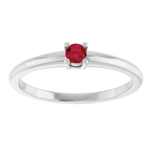 0.15 Ct Natural Ruby Round Cut Dona  Diamond Rings in Silver 925