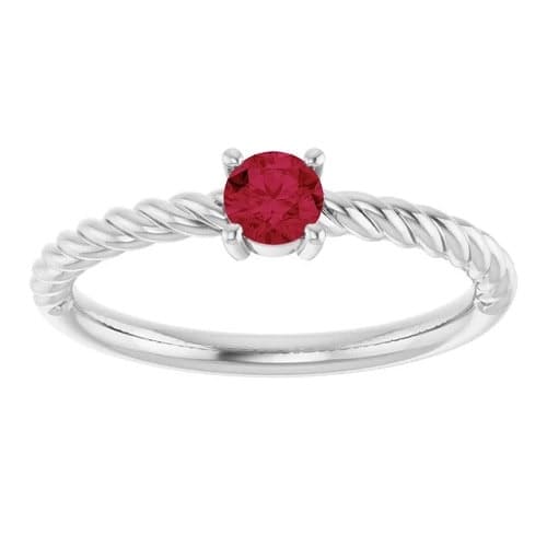 0.34 Ct Natural Ruby Round Cut Daralyn  Diamond Rings in Silver 925