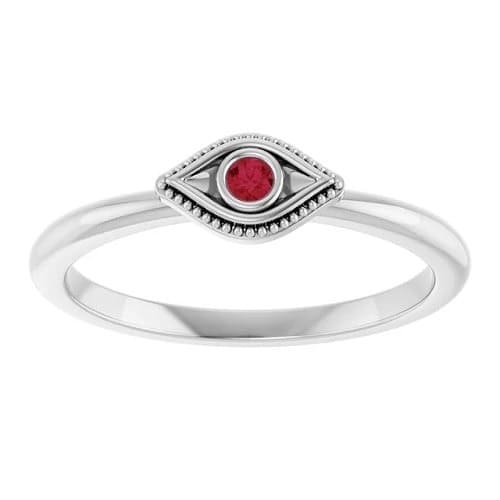 0.05 Ct Natural Ruby Round Cut Delma  Diamond Rings in Silver 925