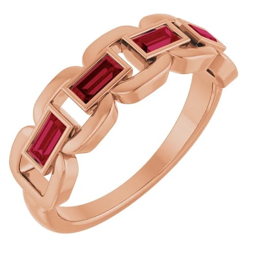 1.8 Ct Natural Ruby Baguette Cut Xia  Diamond Rings in Silver 925