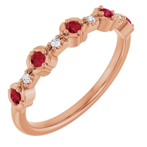 0.3 Ct Natural Ruby Round Cut Luna  Diamond Rings in Silver 925