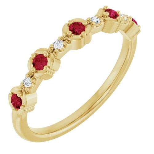 0.3 Ct Natural Ruby Round Cut Luna  Diamond Rings in Silver 925
