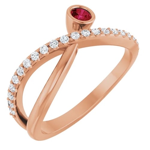 0.38 Ct Natural Ruby Round Cut Lainey  Diamond Rings in Silver 925