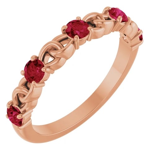 0.75 Ct Natural Ruby Round Cut Julia  Diamond Rings in Silver 925