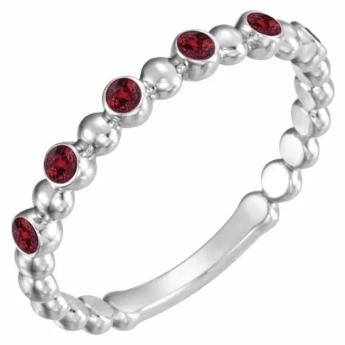 0.18 Ct Natural Ruby Round Cut Lennon  Diamond Rings in Silver 925