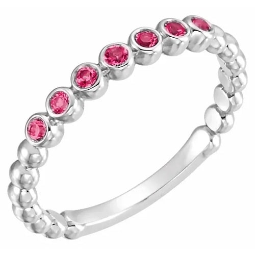 0.21 Ct Natural Ruby Round Cut Kaylani  Diamond Rings in Silver 925