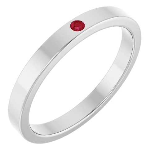 0.03 Ct Natural Ruby Round Cut Kamila  Diamond Rings in Silver 925