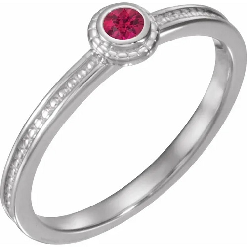 0.2 Ct Natural Ruby Round Cut Jane  Diamond Rings in Silver 925