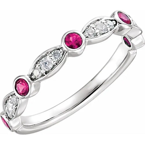 1.86 Ct Natural Ruby Round Cut Lucille  Diamond Rings in Silver 925