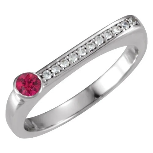 0.26 Ct Natural Ruby Round Cut Luciana  Diamond Rings in Silver 925