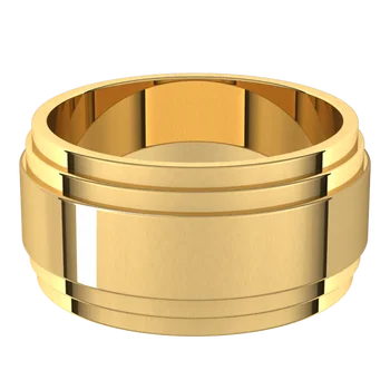 Yellow Gold Standard Weight Double Stepped Edge Standard Fit Flat Band Ring