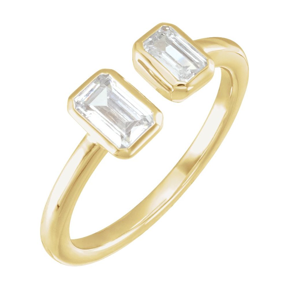 1 Ct Lab-Created Emerald Cut Creeda  Two Stone Diamond Rings in 9K White Gold