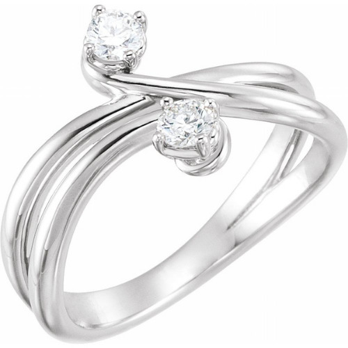 0.25 carat Natural Round Shaped Two Stone Diamond Ring