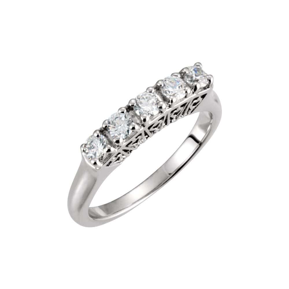 0.12 Ct Lab-Created Round Cut Deire  5 Stone Ring Diamond Rings in 9K White Gold