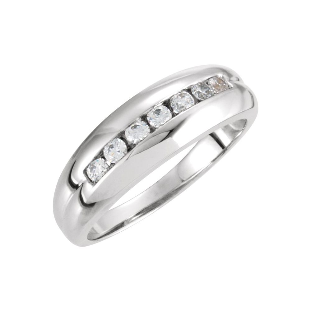 0.42 Ct Lab-Created Round Cut Doloris  7 Stone Ring Diamond Rings in 9K White Gold