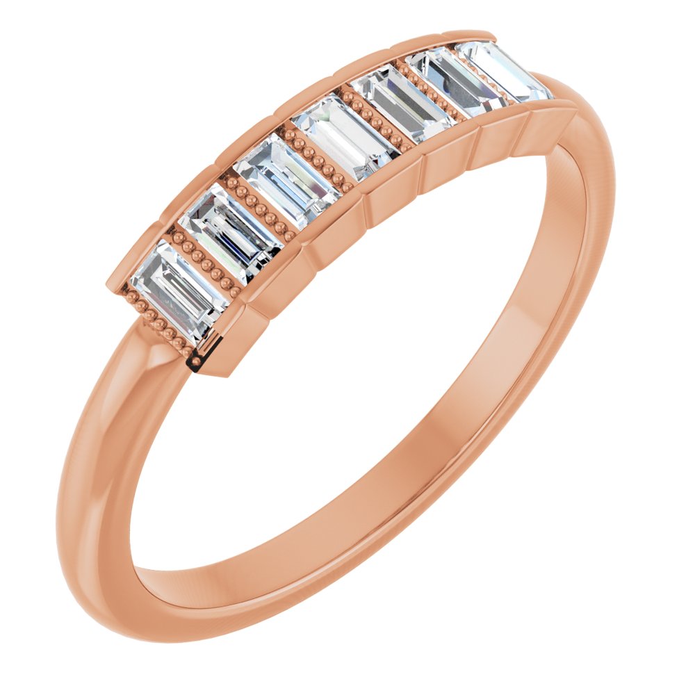 0.25 Ct Lab-Created Baguette Cut Doanna  7 Stone Ring Diamond Rings in 9K White Gold