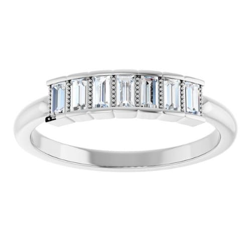 0.25 Ct Lab-Created Baguette Cut Doanna  7 Stone Ring Diamond Rings in 9K White Gold