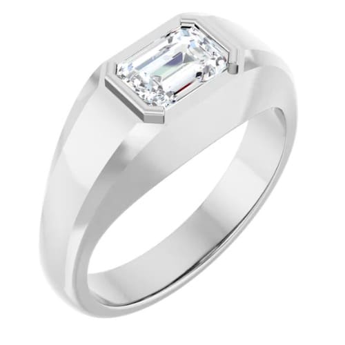 Natural Emerald Cut Dawana  Solitaire Diamond Rings in Silver 925