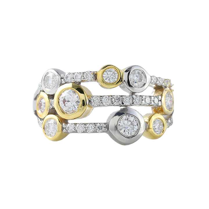 1.2 Ct Lab-Created Round Cut Pecola  Statement Diamond Rings in Silver 925