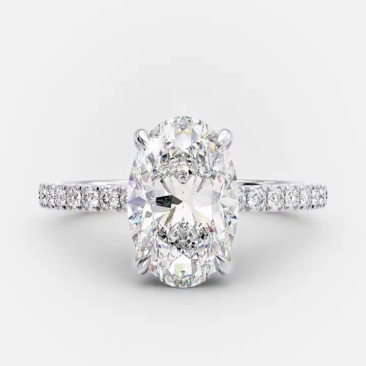 1.24 Carat Natural Oval Cut Engagement Ring With Round Diamond As A Sidestone