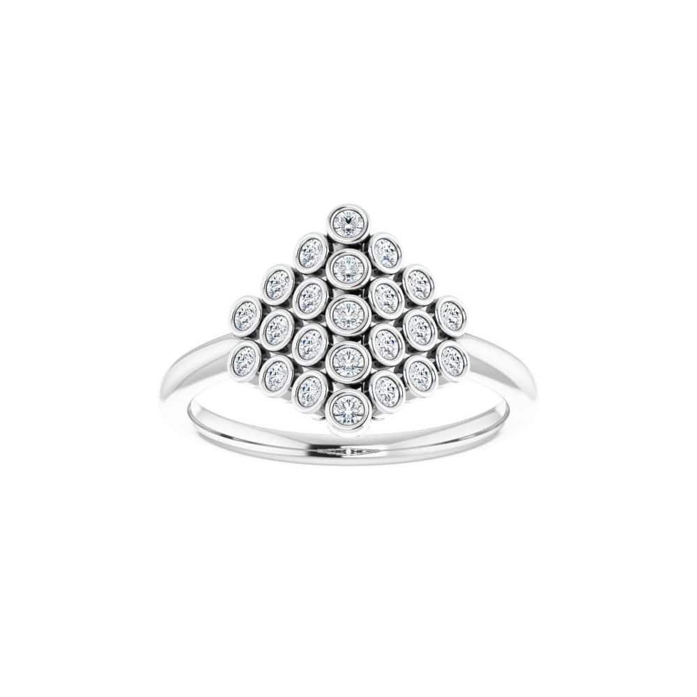 0.35 Ct Lab-Created Round Cut Everlee  Cluster Diamond Rings in Silver 925