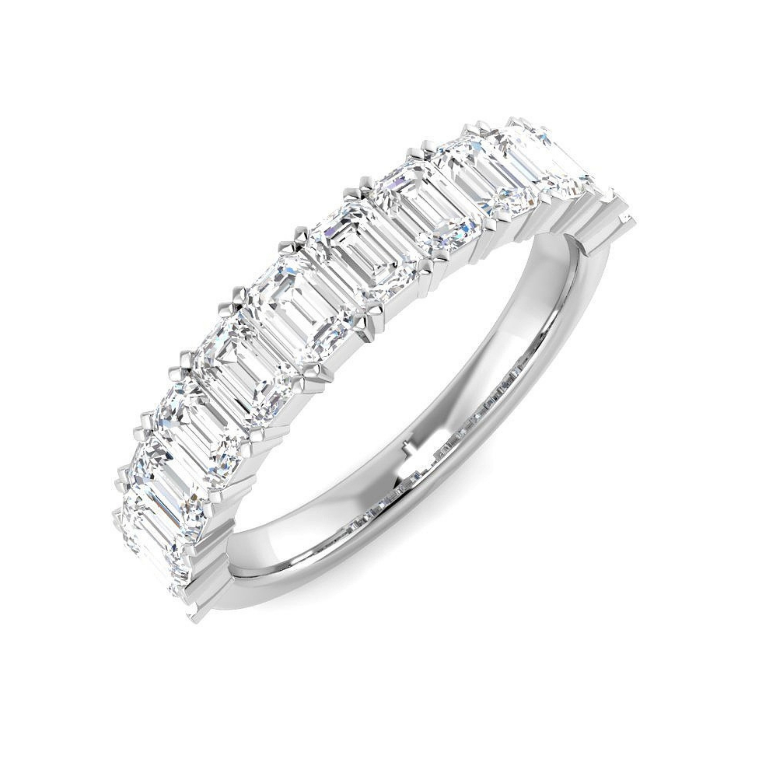 Romiyana Emerald Cut Prong Set Diamond Half Eternity Ring