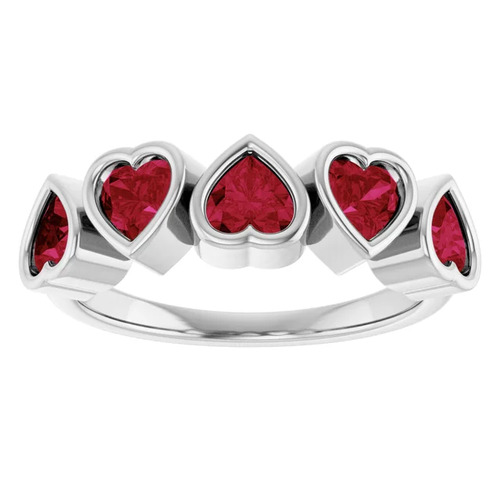1.25 Ct Natural Ruby Heart Cut  Diamond Rings in Silver 925