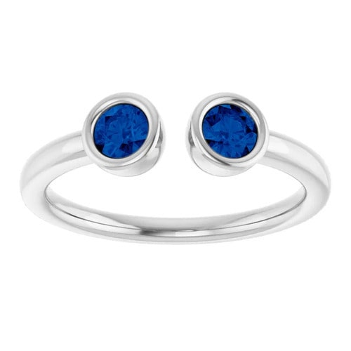 Madaline Blue Sapphire Bezel  Diamond Ring