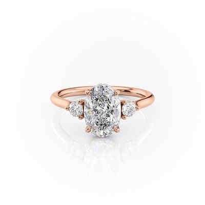 0.2 Ct Lab Grown Oval Cut Jenefa  Trilogy Engagement Diamond Rings in 9K White Gold