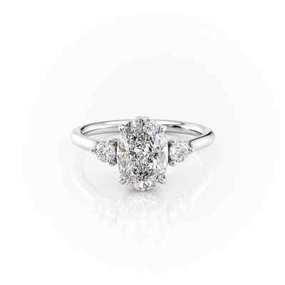 0.2 Ct Lab-Created Oval Cut Jenefa  Trilogy Engagement Diamond Rings in 9K White Gold