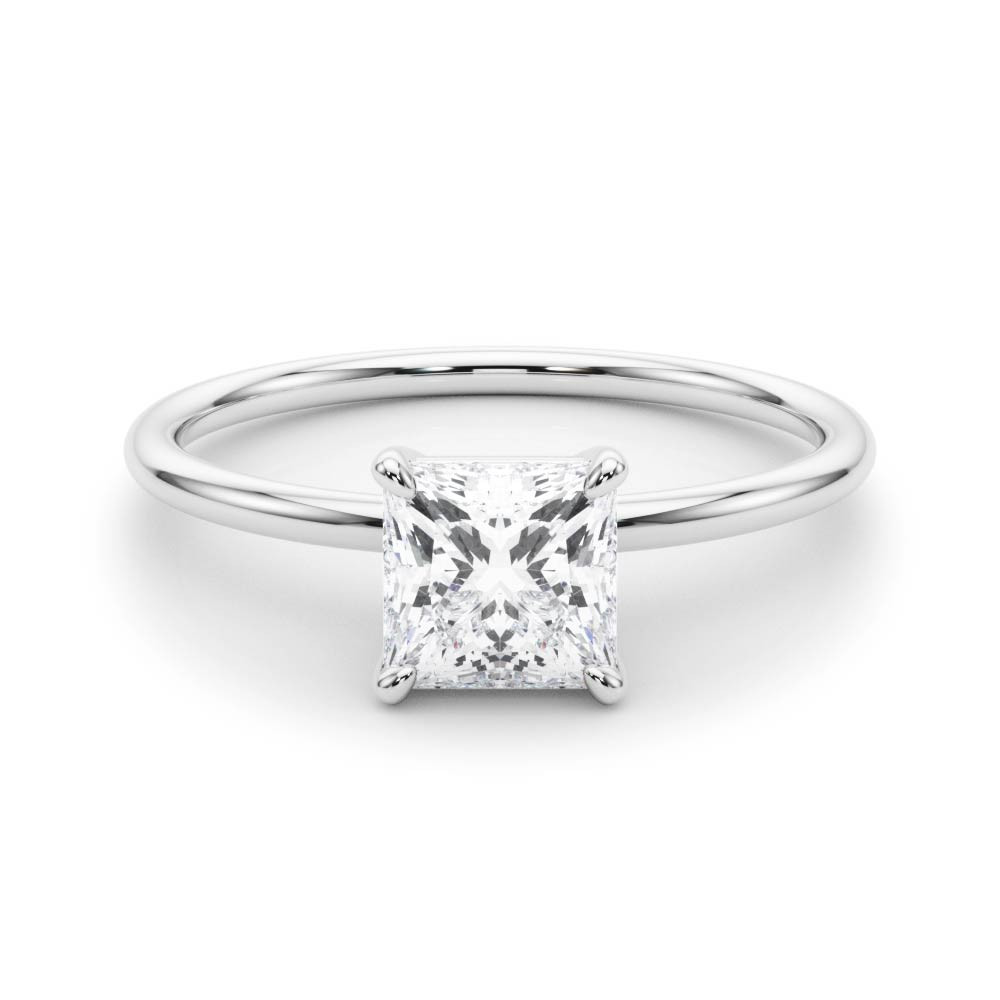 0.2 Ct Lab-Created Princess Cut Jerona  Classic Solitaire Engagement Diamond Rings in Silver 925