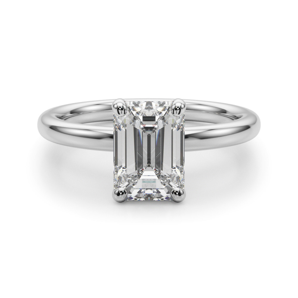 0.2 Ct Lab-Created Emerald Cut Linzy  Classic Solitaire Engagement Diamond Rings in Silver 925