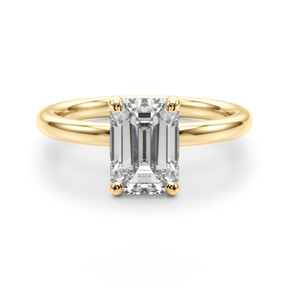 0.2 Ct Lab-Created Emerald Cut Linzy  Classic Solitaire Engagement Diamond Rings in Silver 925