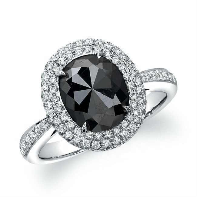 0.2 Ct Oval Cut Pelothama  Black Diamond Engagement Rings in Silver 925