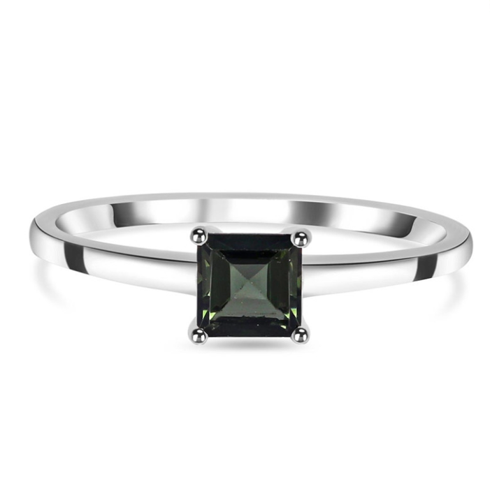 0.2 Ct Princess Cut Fleorina  Black Diamond Engagement Rings in Silver 925