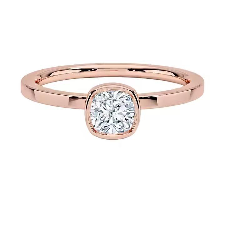 Earlinna Lab Grown Diamond Rose Gold Bezel Set Classic Solitaire Engagement Ring