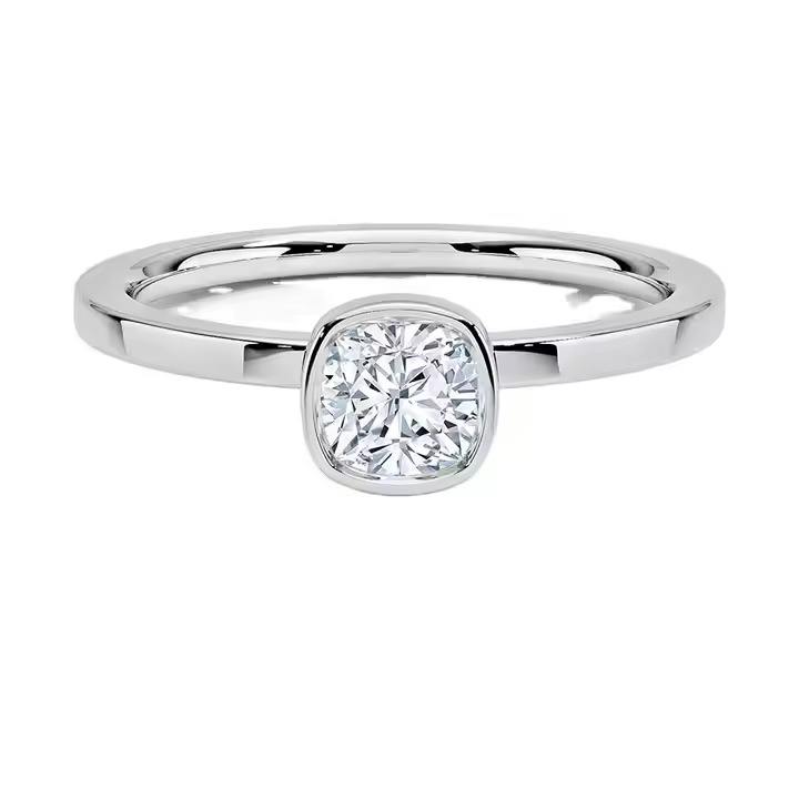Earlinna Lab Grown Diamond Bezel Set Classic Solitaire Engagement Ring