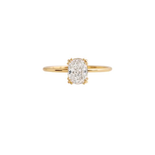 Albreta Lab Grown Diamond Yellow Gold Prong Set Classic Solitaire Engagement Ring