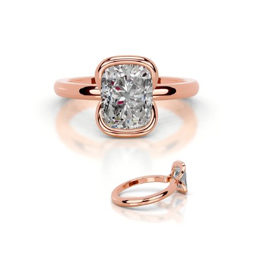 Breneta Lab Grown Diamond Rose Gold Bezel Set Classic Solitaire Engagement Ring