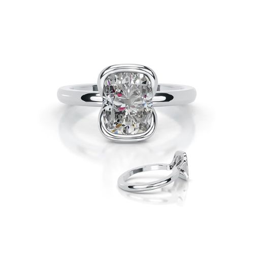 Breneta Natural Diamond Bezel Set Classic Solitaire Engagement Ring
