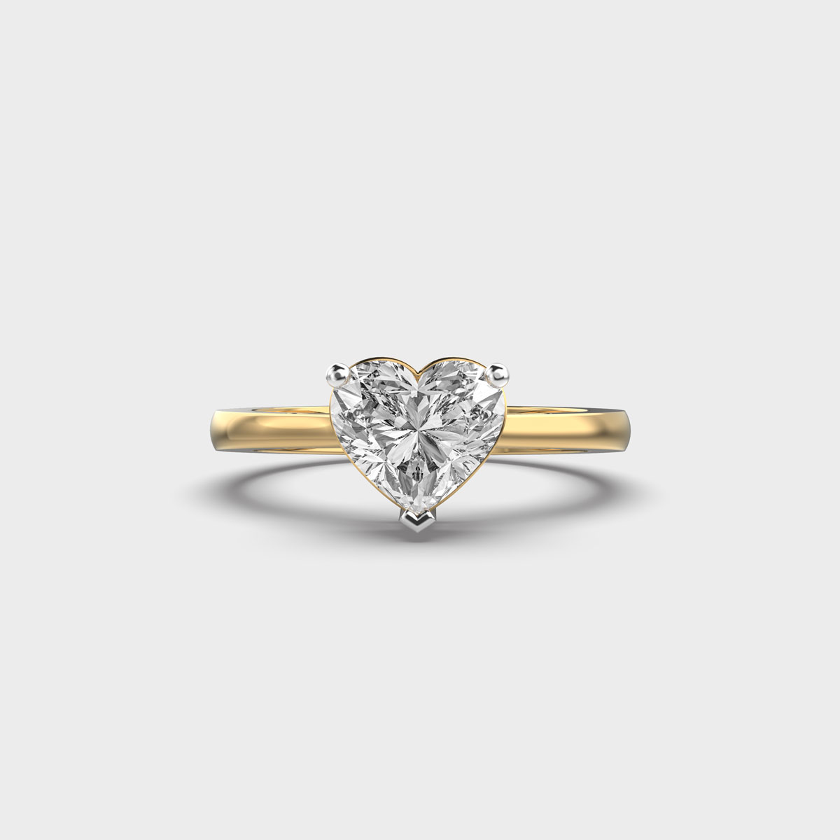 Alcya Lab Grown Diamond Yellow Gold 3 Prong Classic Solitaire Engagement Ring