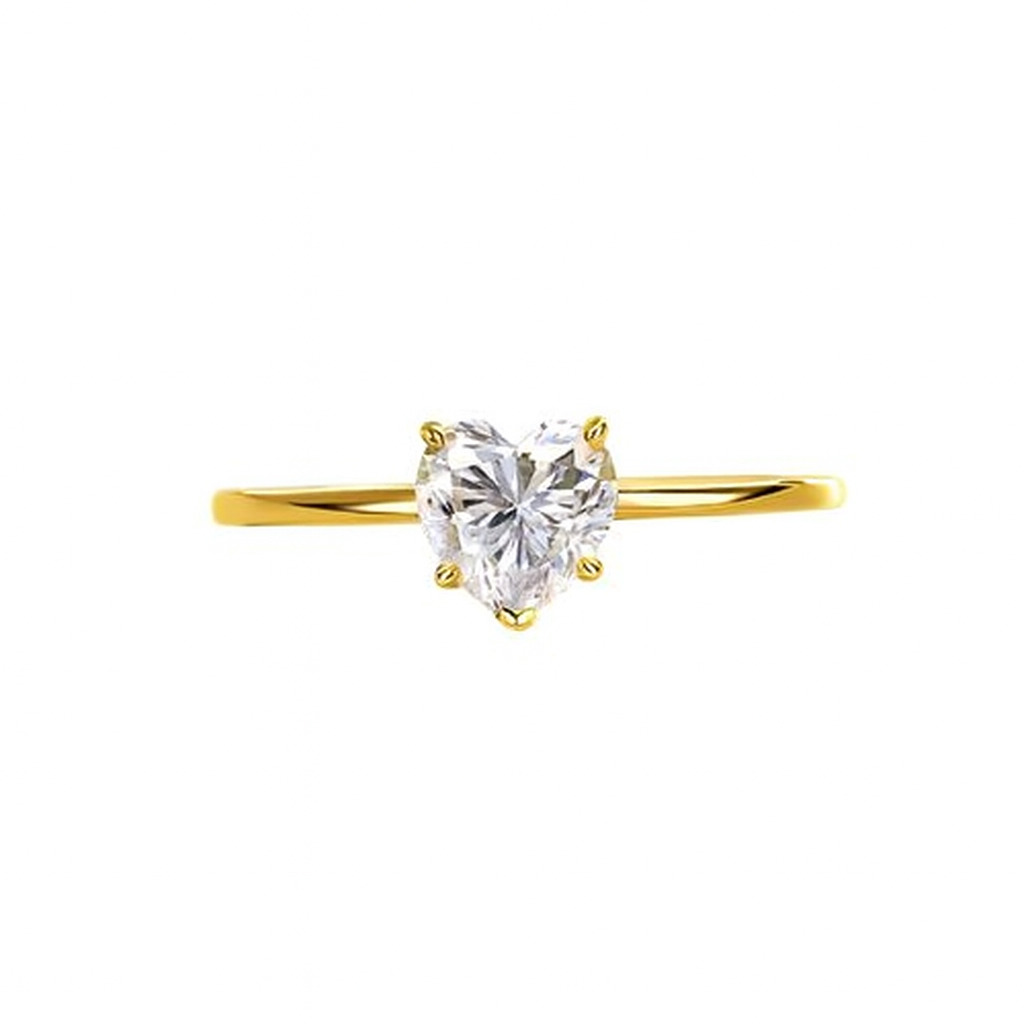 Medona Lab Grown Diamond Yellow Gold 4 Prong Classic Solitaire Engagement Ring