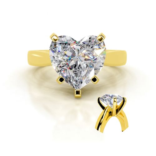 Medolina Lab Grown Diamond Yellow Gold 5 Prong Classic Solitaire Engagement Ring