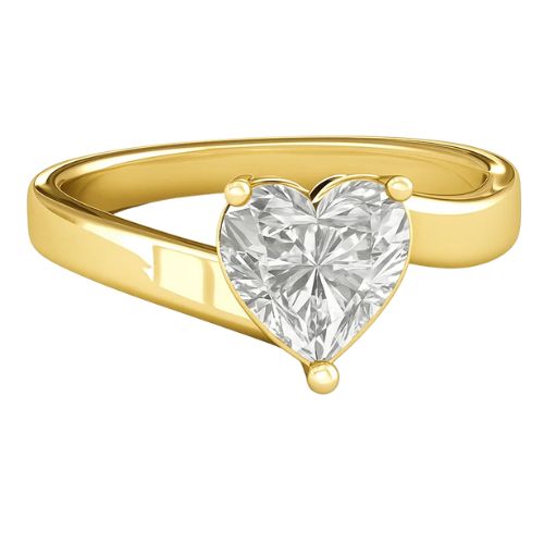 Earlin Lab Grown Diamond Yellow Gold 3 Prong Classic Solitaire Engagement Ring