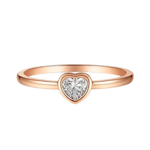 Blusya Lab Grown Diamond Rose Gold Bezel Set Classic Solitaire Engagement Ring