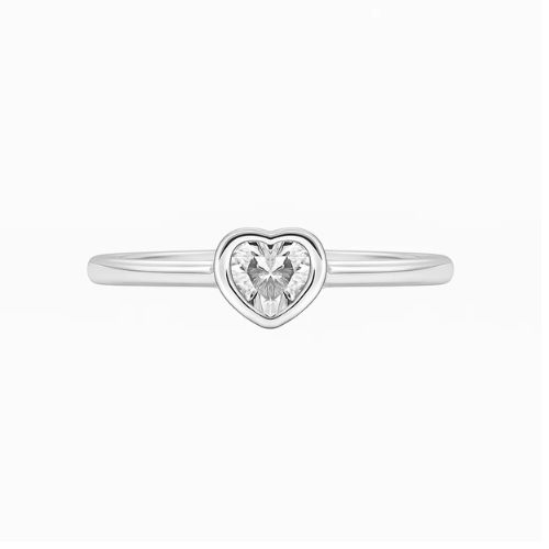 Blusya Lab Grown Diamond Bezel Set Classic Solitaire Engagement Ring