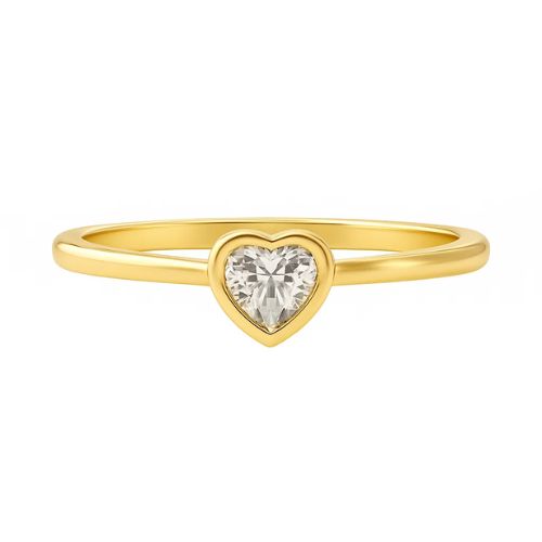 Blusya Lab Grown Diamond Yellow Gold Bezel Set Classic Solitaire Engagement Ring