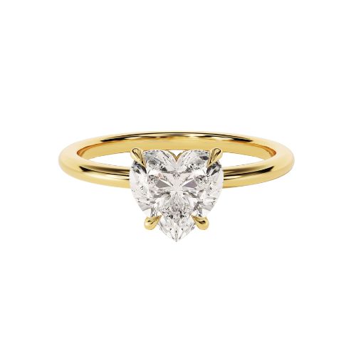 Blessyna Lab Grown Diamond Yellow Gold 4 Prong Classic Solitaire Engagement Ring